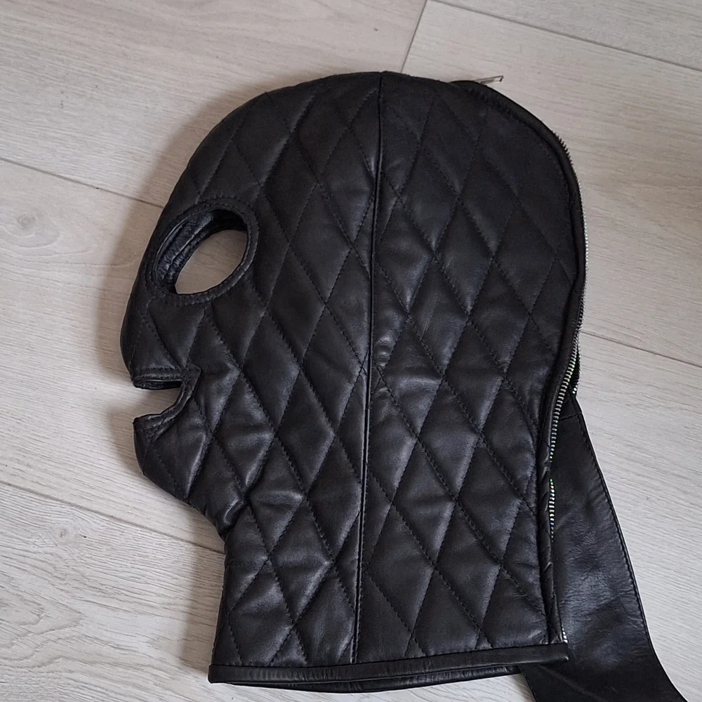 Black Head Mask Bondage leather mask Unisex erotic mask